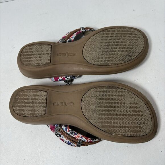 Minnetonka Sandals Womens Size 7 Silverthorne Slip On Wedge Thong Flip Flop G1 - Picture 11 of 11